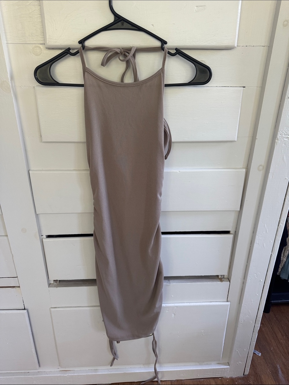 SHEIN Taupe Halter-Back Midi Dress